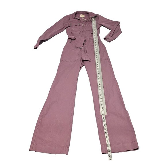 Sezane Paris Roby Women Jumpsuit Size 34 Grape Distressed - Picture 8 of 15